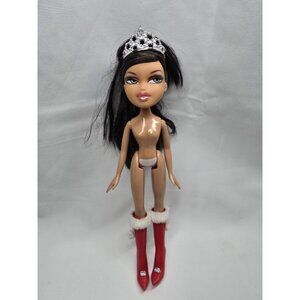 Bratz Holiday Christmas Yasmin Doll With Crown- NUDE with Crown And Shoes- READ